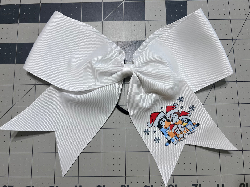 Christmas bow with blue dog family