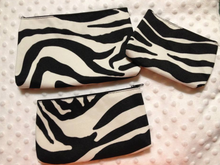 Load image into Gallery viewer, SET OF 3 ZEBRA MAKE UP BAGS
