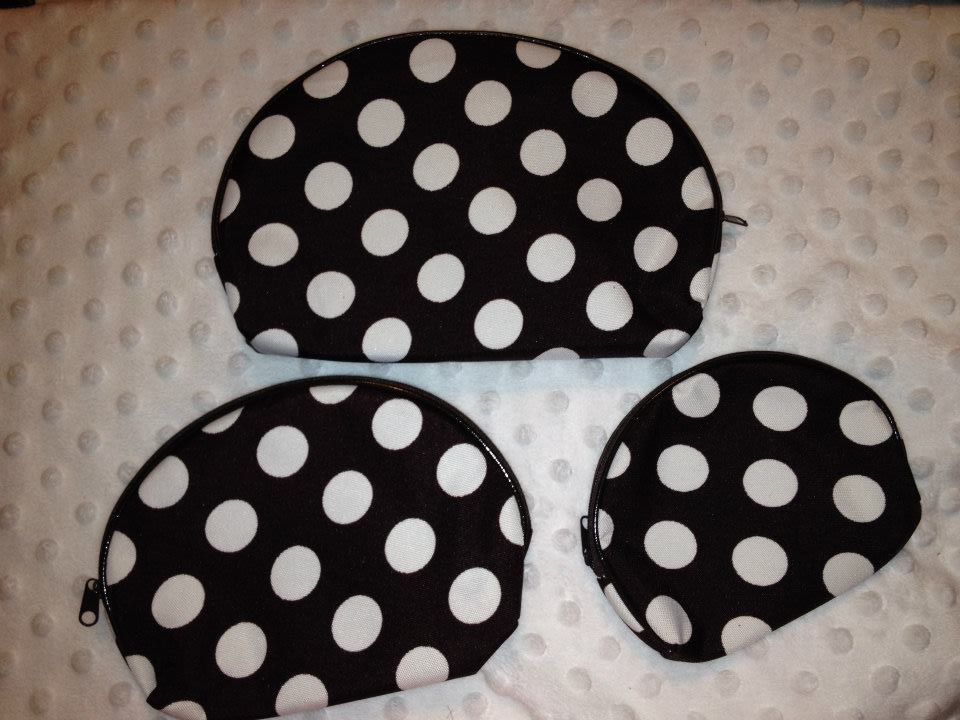 SET OF 3 BROWN POLKA DOTS MAKE UP BAGS