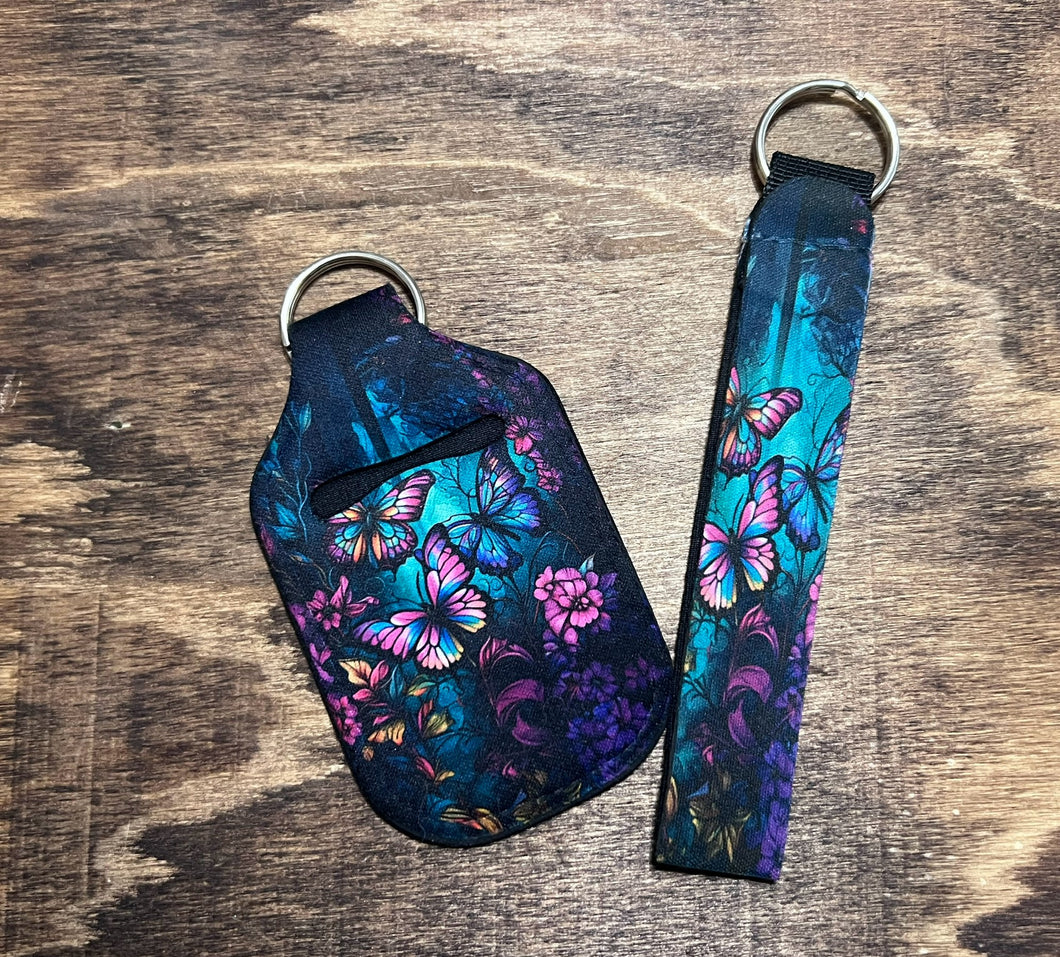 Black butterfly key chain set