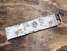 Load image into Gallery viewer, Chicken fabric key chain wristlet
