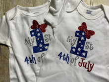 Load image into Gallery viewer, 1st 4th of July baby bodysuit one piece
