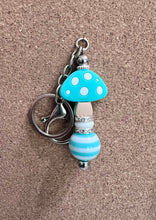 Load image into Gallery viewer, Teal Mushroom Beaded Key Chain
