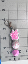 Load image into Gallery viewer, Cancer Awareness Butterfly Ribbon Beaded key chain
