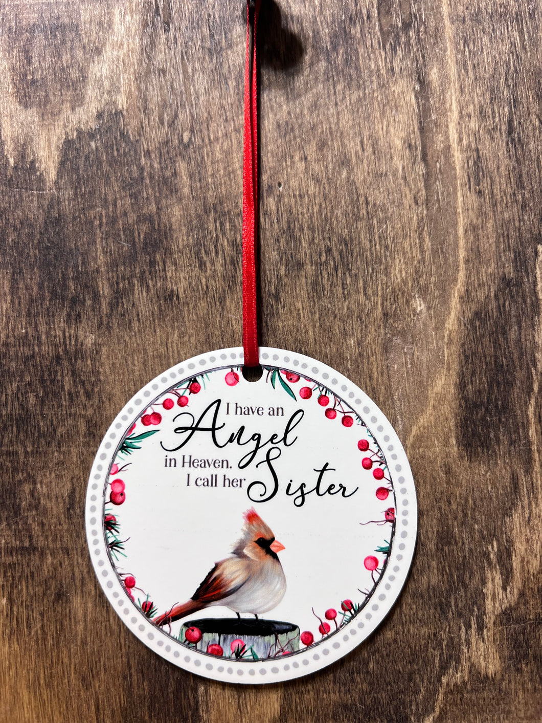 Cardinal Sister Memorial Christmas Ornament