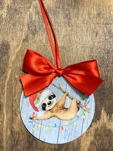 Load image into Gallery viewer, Sloth Christmas ornament--3 to choose from
