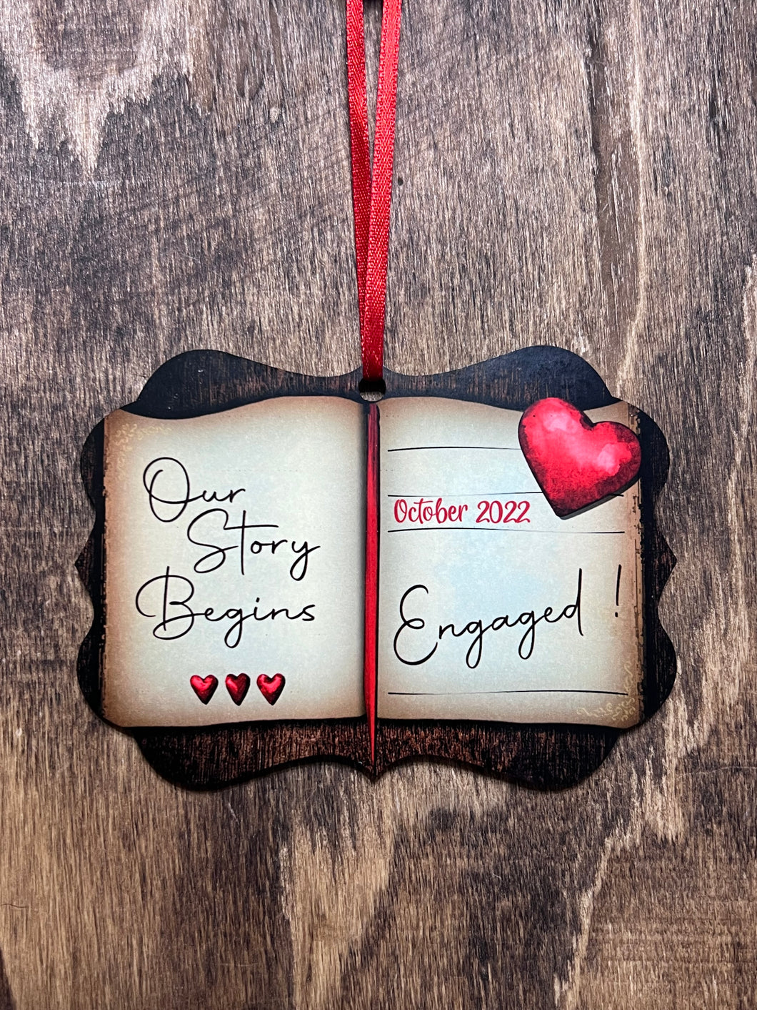 Our Story Begins Engaged Christmas Ornament