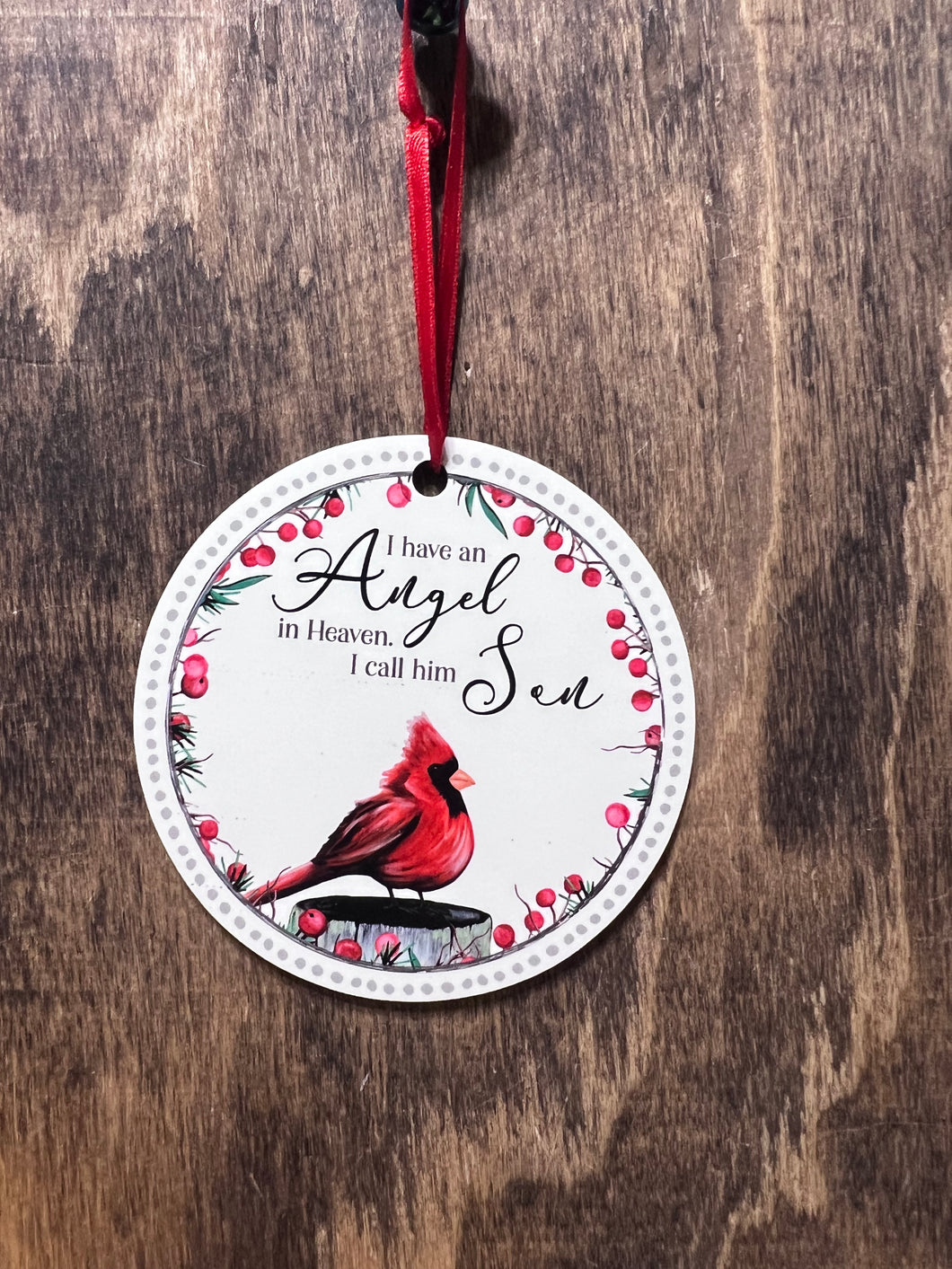 Cardinal Son Memorial Christmas Ornament