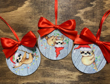 Load image into Gallery viewer, Sloth Christmas ornament--3 to choose from
