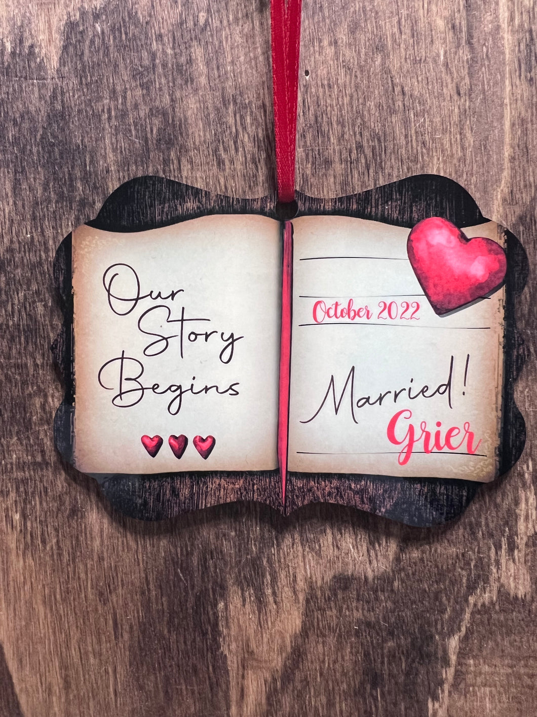 Our Story Begins Married Christmas ornament