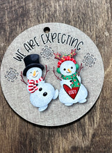 Load image into Gallery viewer, We are expecting snowman pregnancy announcement Christmas Ornament
