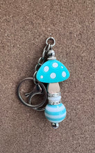 Load image into Gallery viewer, Teal Mushroom Beaded Key Chain
