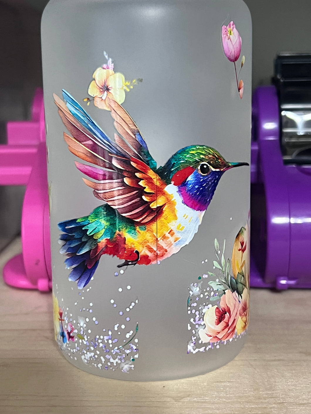 Hummingbird glass tumbler