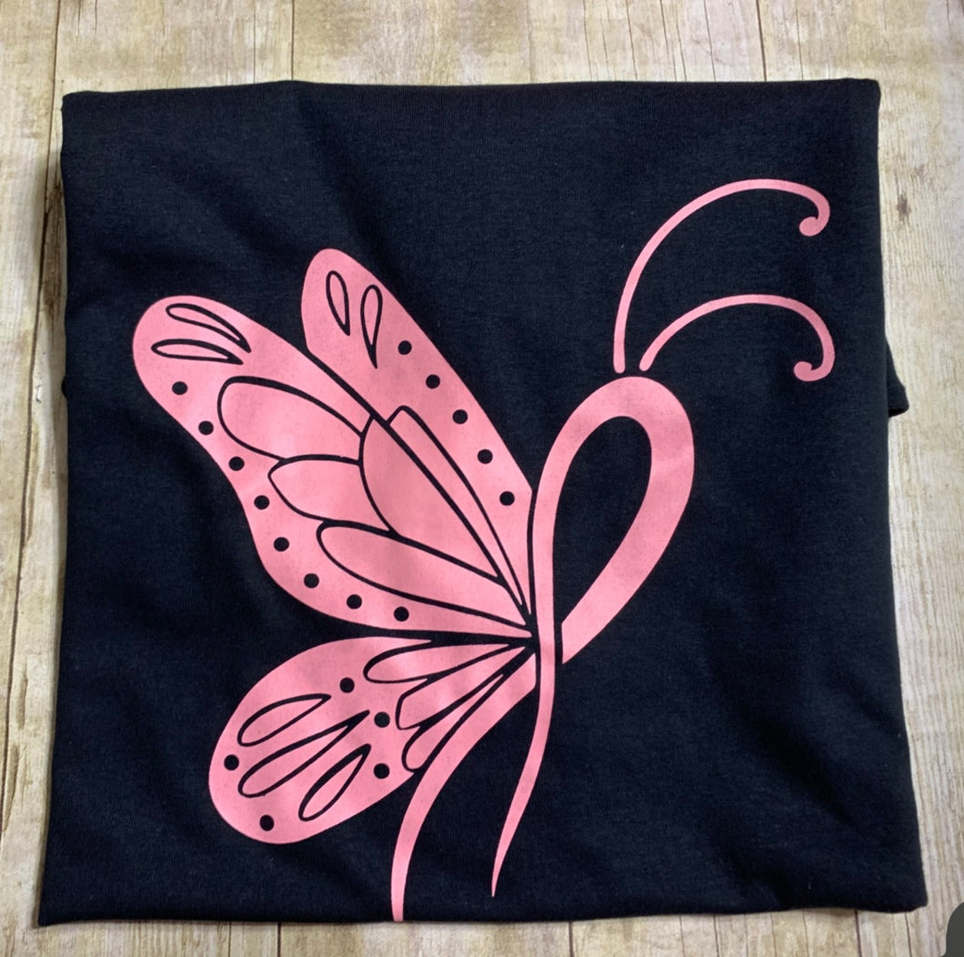 Pink butterfly cancer awareness ribbon