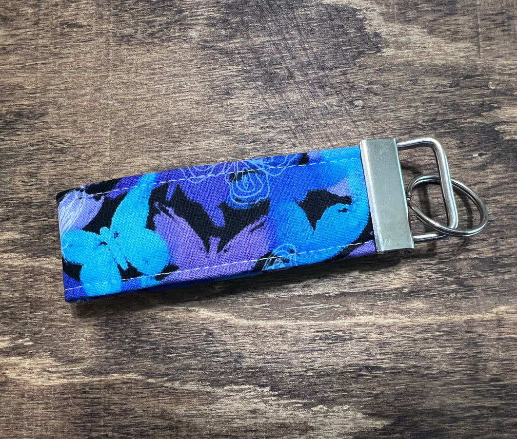 Butterfly Fabric key chain key fob wristlet