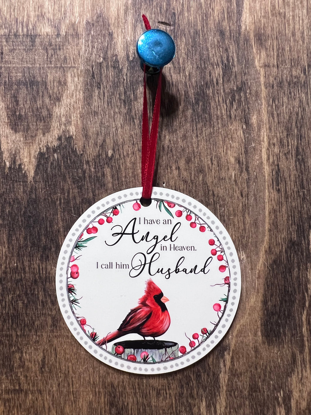 Cardinal Husband  Memorial Christmas Ornament