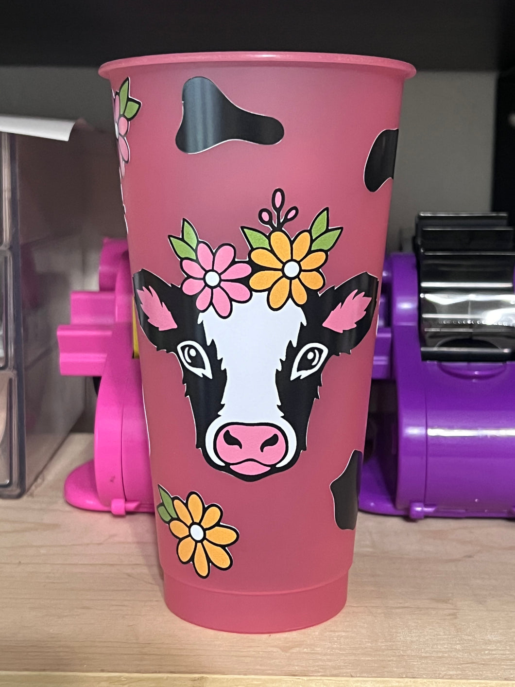 Cow 24 ounce color changing tumbler