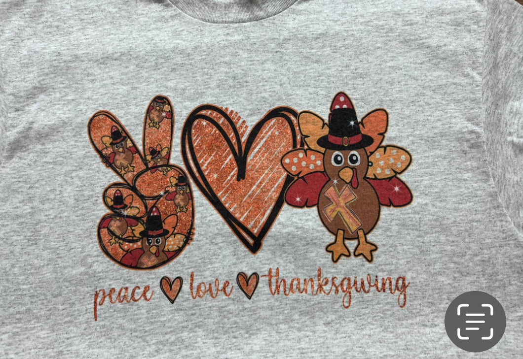 Peace Love Turkey Thanksgiving tshirt