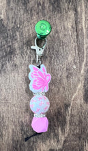 Load image into Gallery viewer, Cancer Awareness Butterfly Ribbon Beaded key chain
