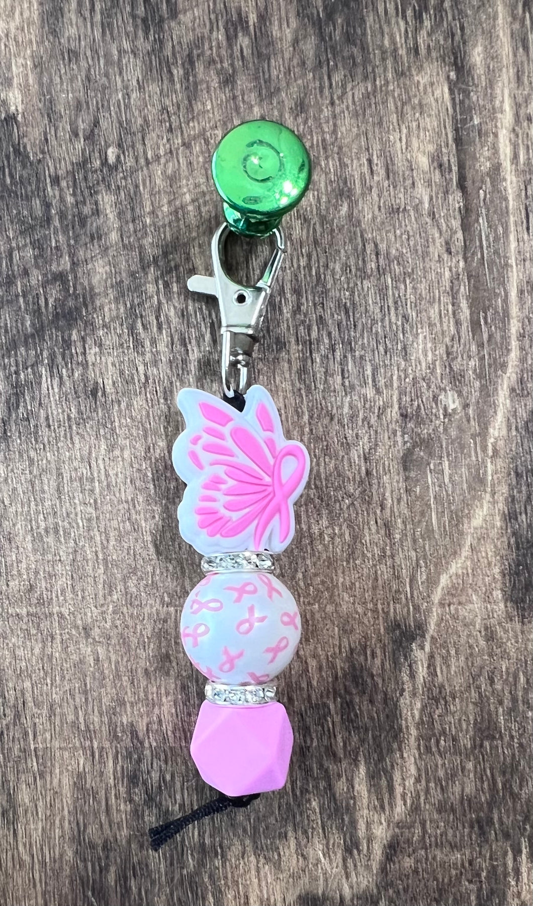 Cancer Awareness Butterfly Ribbon Beaded key chain