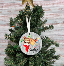 Load image into Gallery viewer, Sloth Christmas ornament--3 to choose from
