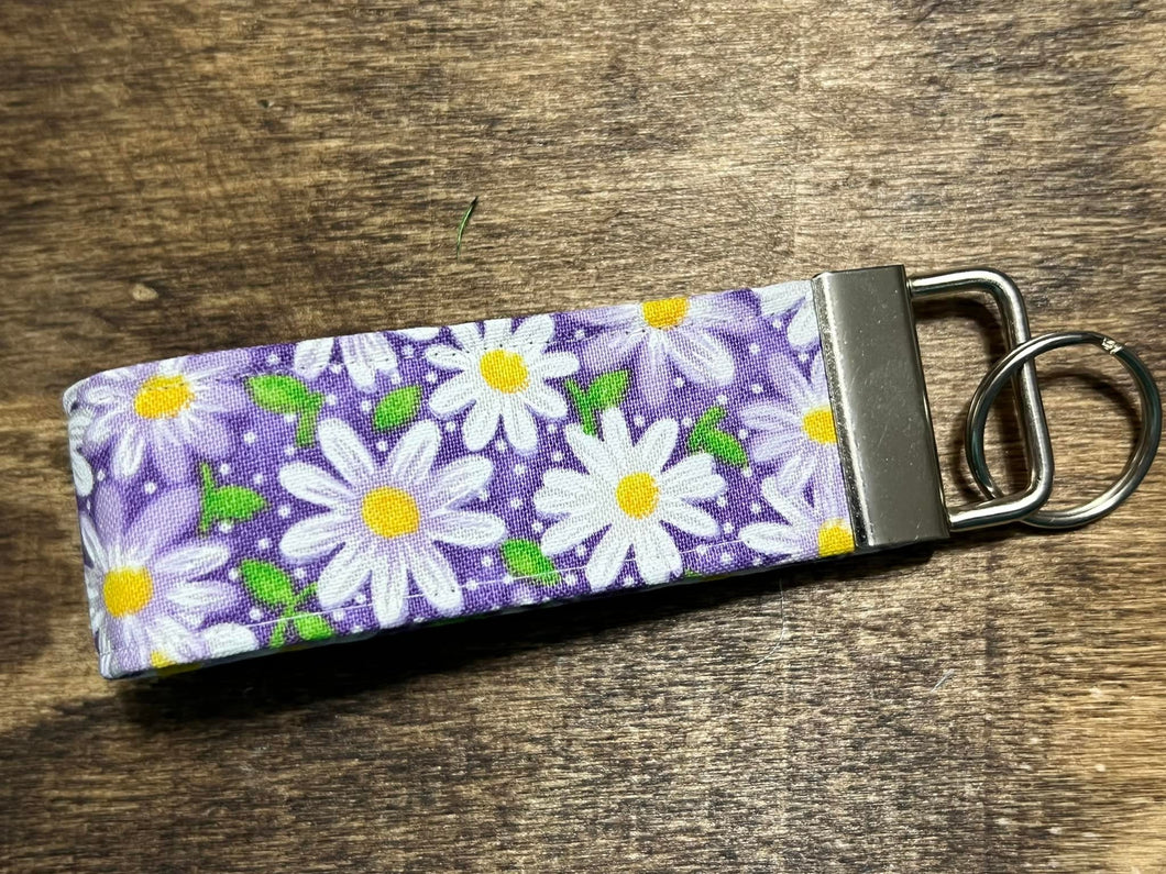 Daisy Purple  Fabric Key Chain