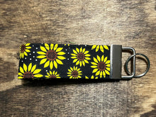 Load image into Gallery viewer, Sunflower Black  Fabric Key Chain
