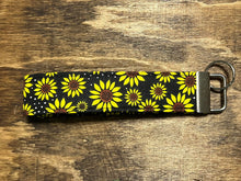 Load image into Gallery viewer, Sunflower Black  Fabric Key Chain
