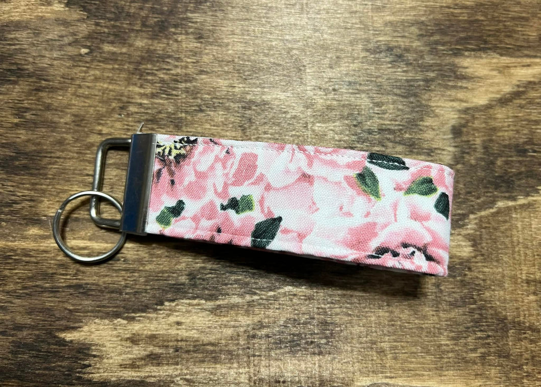 Rose Floral Fabric Key Chain