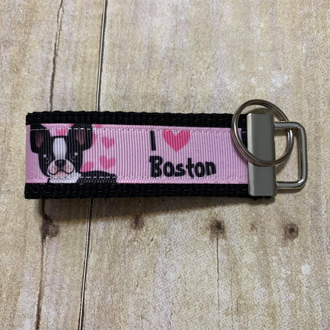 I Love Boston Terrier Key Chain