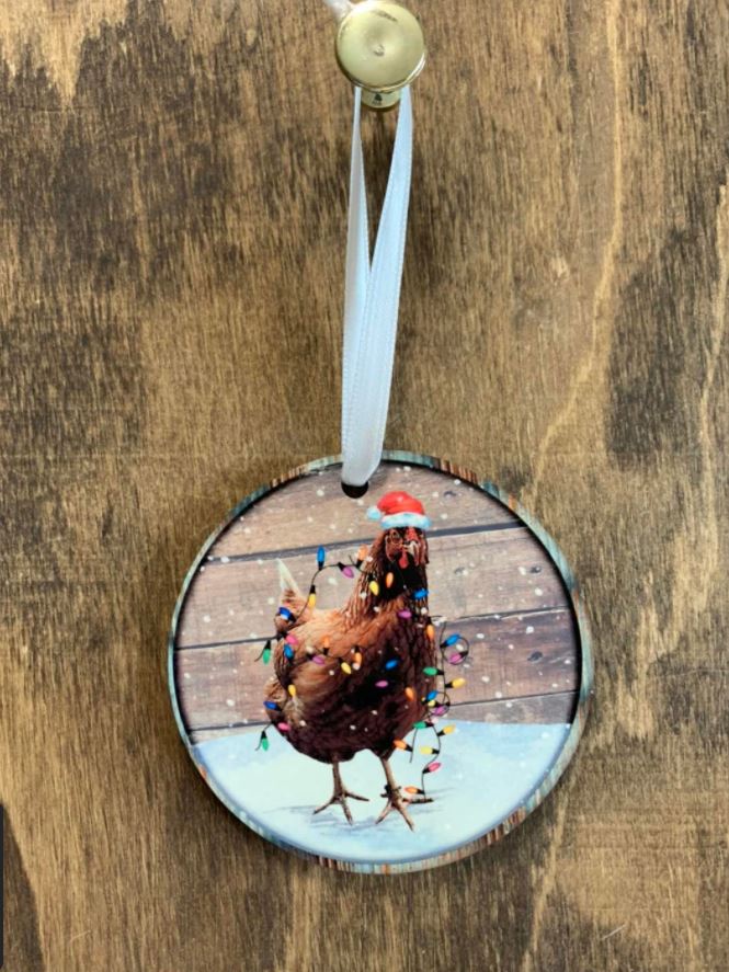 Chicken Christmas sublimation ornament