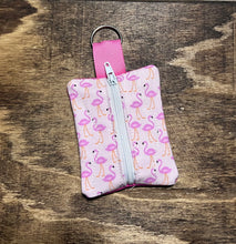 Load image into Gallery viewer, Flamingo small quilted zipper pouch
