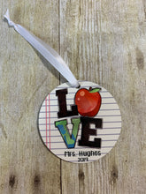 Load image into Gallery viewer, LOVE Teacher School Christmas Ornament
